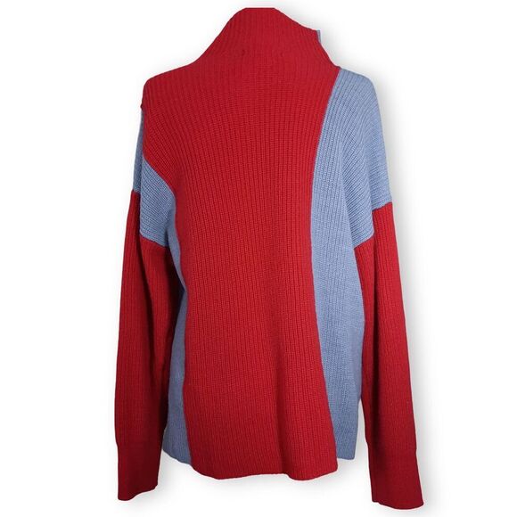 Liz Claiborne Chunky Colorblock Sweater Size Large Drop Shoulder Mock Neck Y2K - Picture 3 of 9